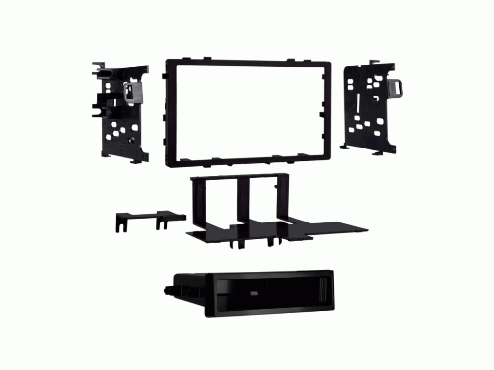 Monteringsramme 2-DIN med opbevaringsrum, sort