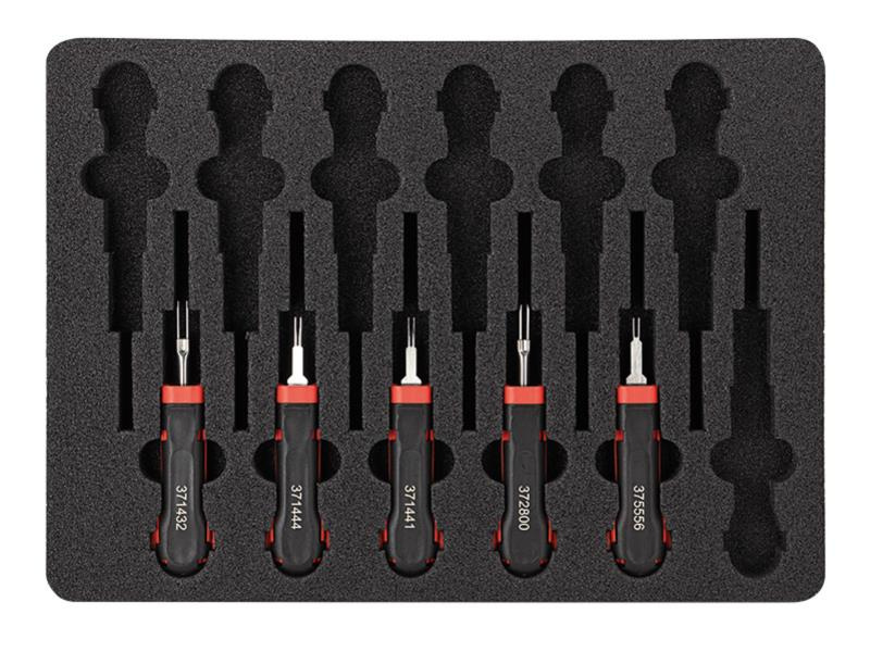 Verktygslåda med 5 olika urstiftningsverktyg