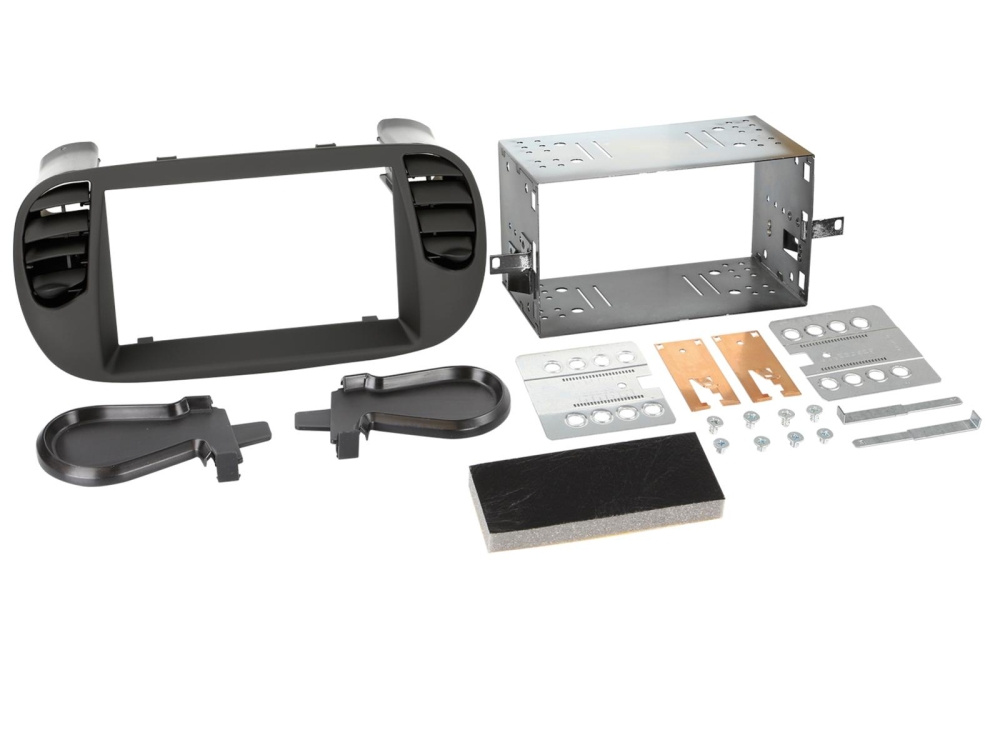 Monteringsramme 2-DIN Fiat 500, mattsort