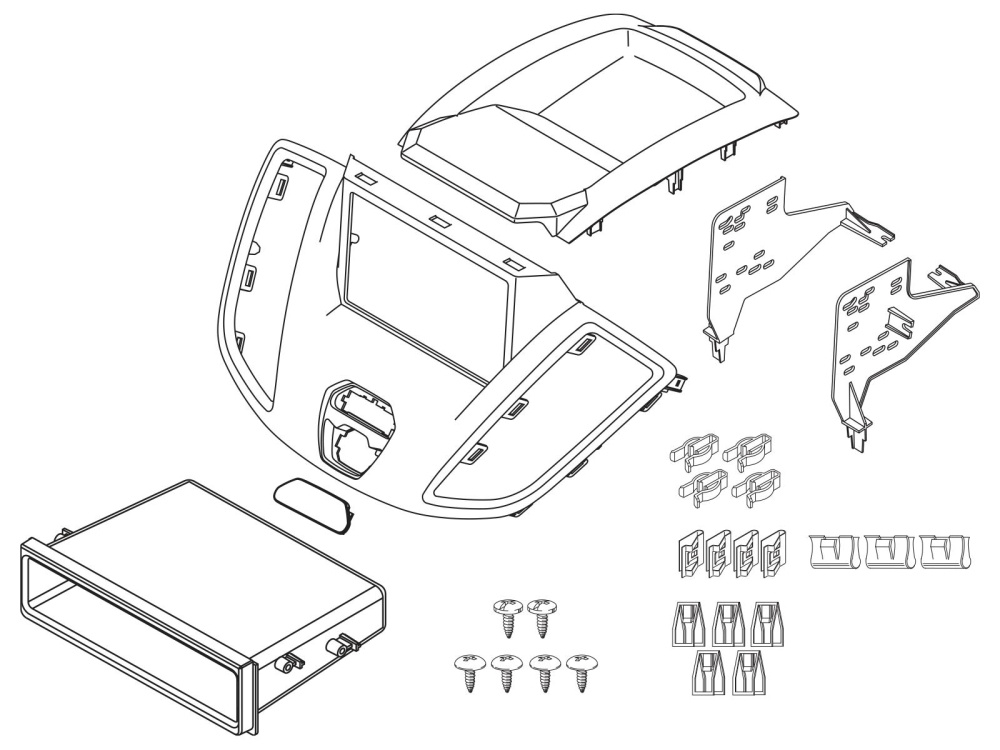 Monteringsramme 2-DIN med opbevaringsrum Ford Transit V363