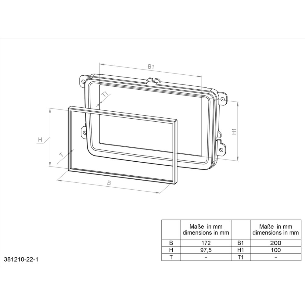 Monteringsramme 2-DIN Nissan/Renault, piano sort
