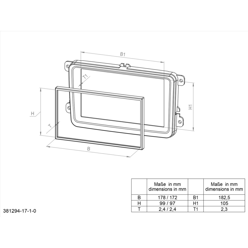Monteringsramme 2-DIN Suzuki Jimny, piano sort