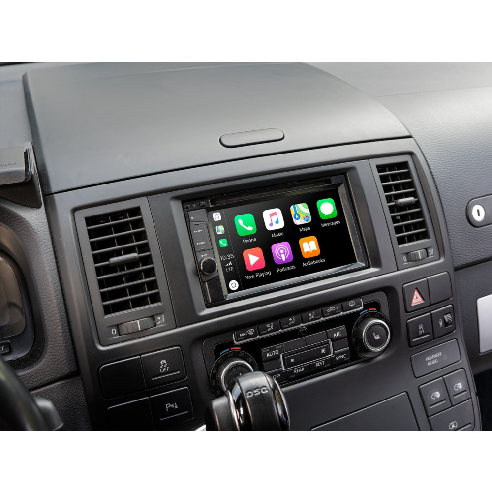 Monteringsramme 2-DIN VW T5/Touareg, sort