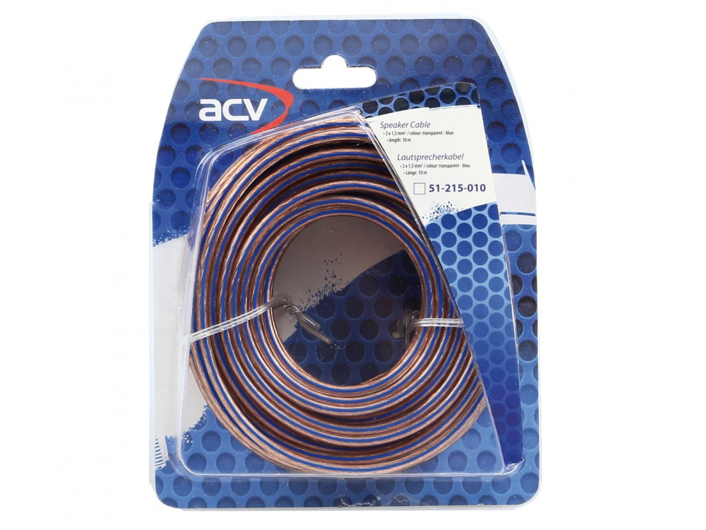ACV högtalarkabel 2x1.5mm2 10m, transparent blå