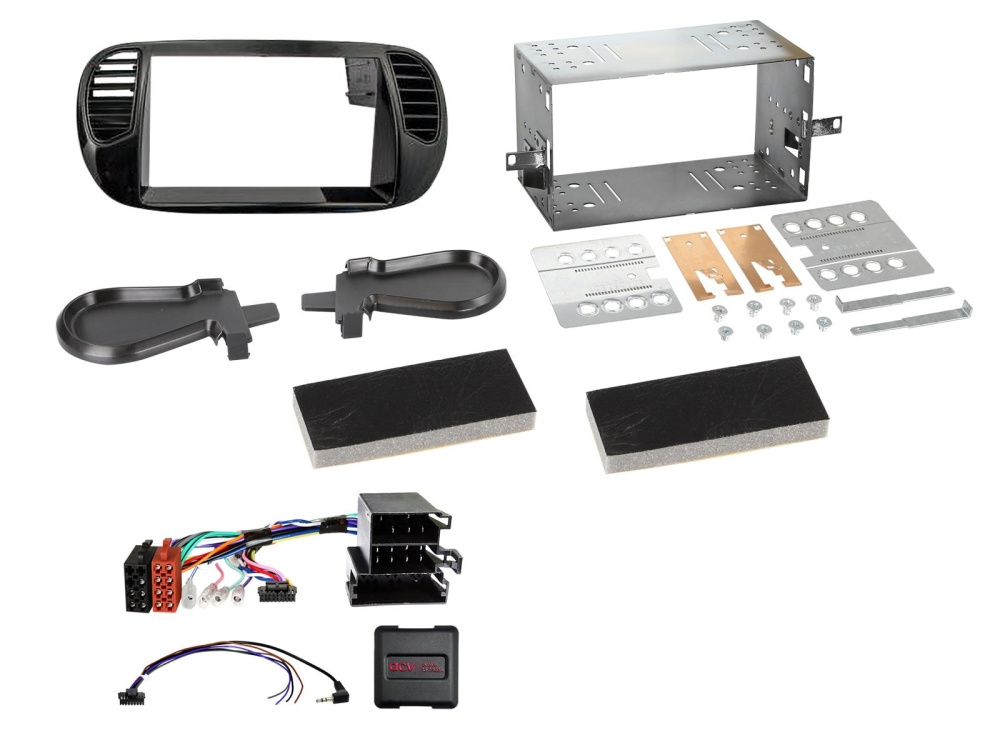 ACV Monteringsramme 2-DIN Fiat 500, mattsort