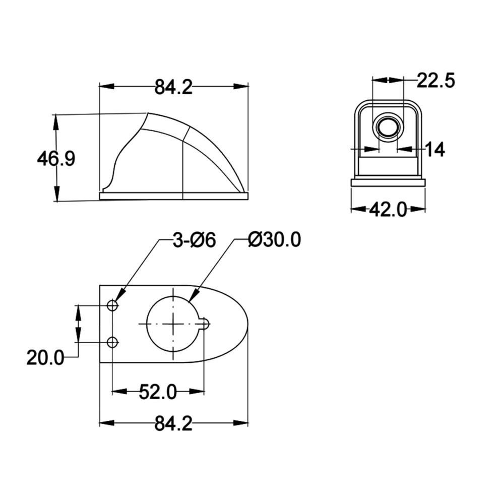 ACV Bagkamera dråbeformet hvid