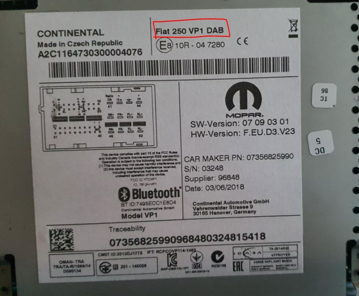 Rattstyrningskablage Fiat Ducato 2015 