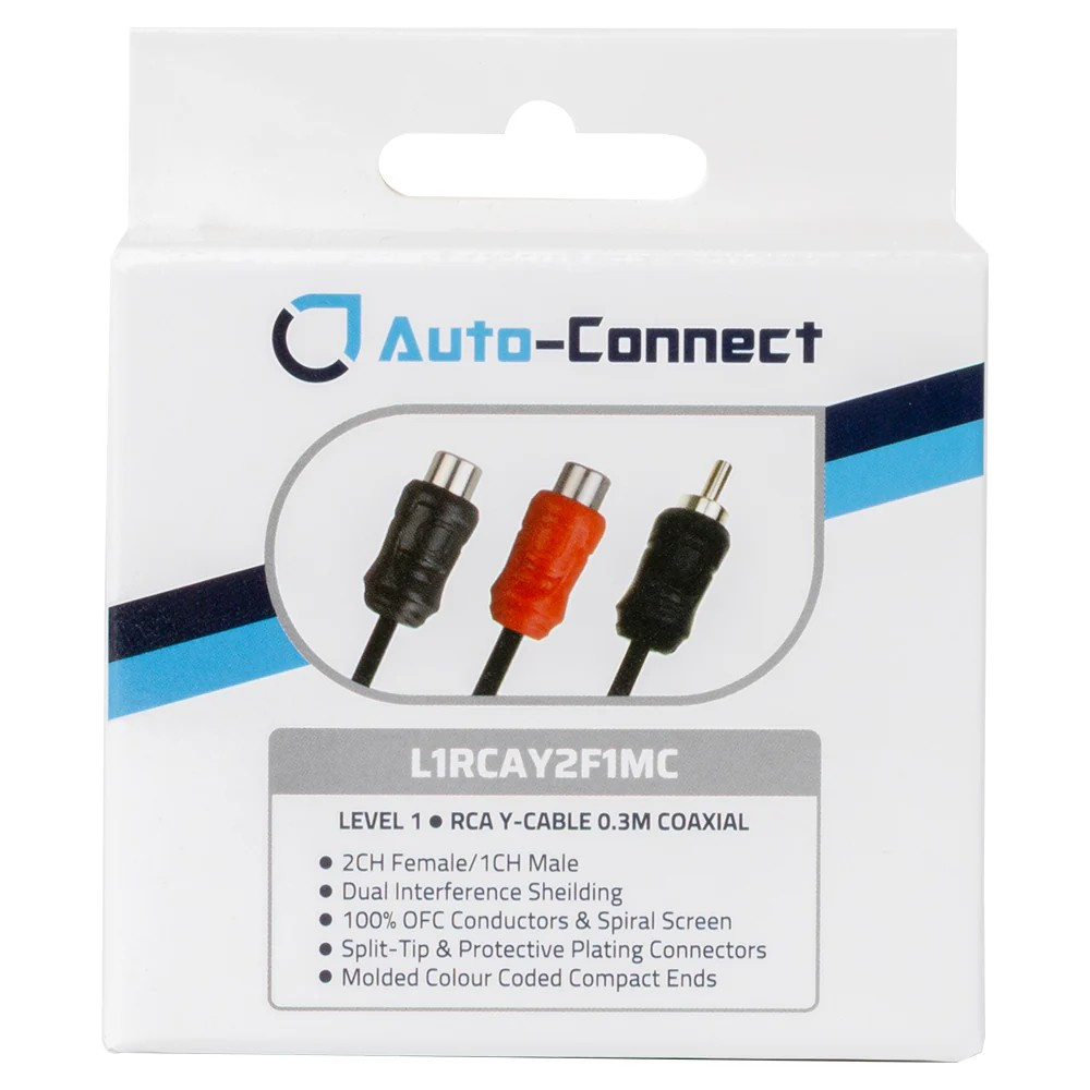 Auto-Connect koaksial Y-splitter lavt niveau 2 hun-1 han, Niveau 1