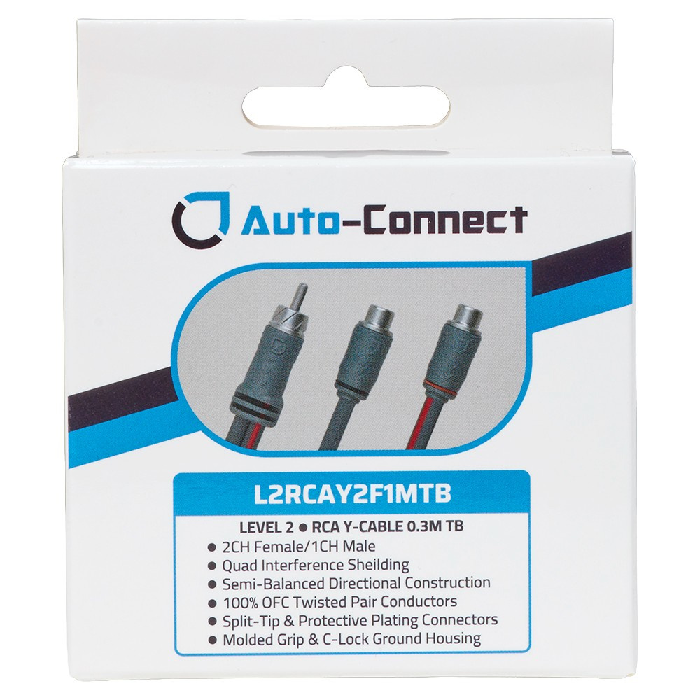 Auto-Connect snoet Y-splitter til lavniveau, 1 han – 2 hun, 0.3 meter, Level 2