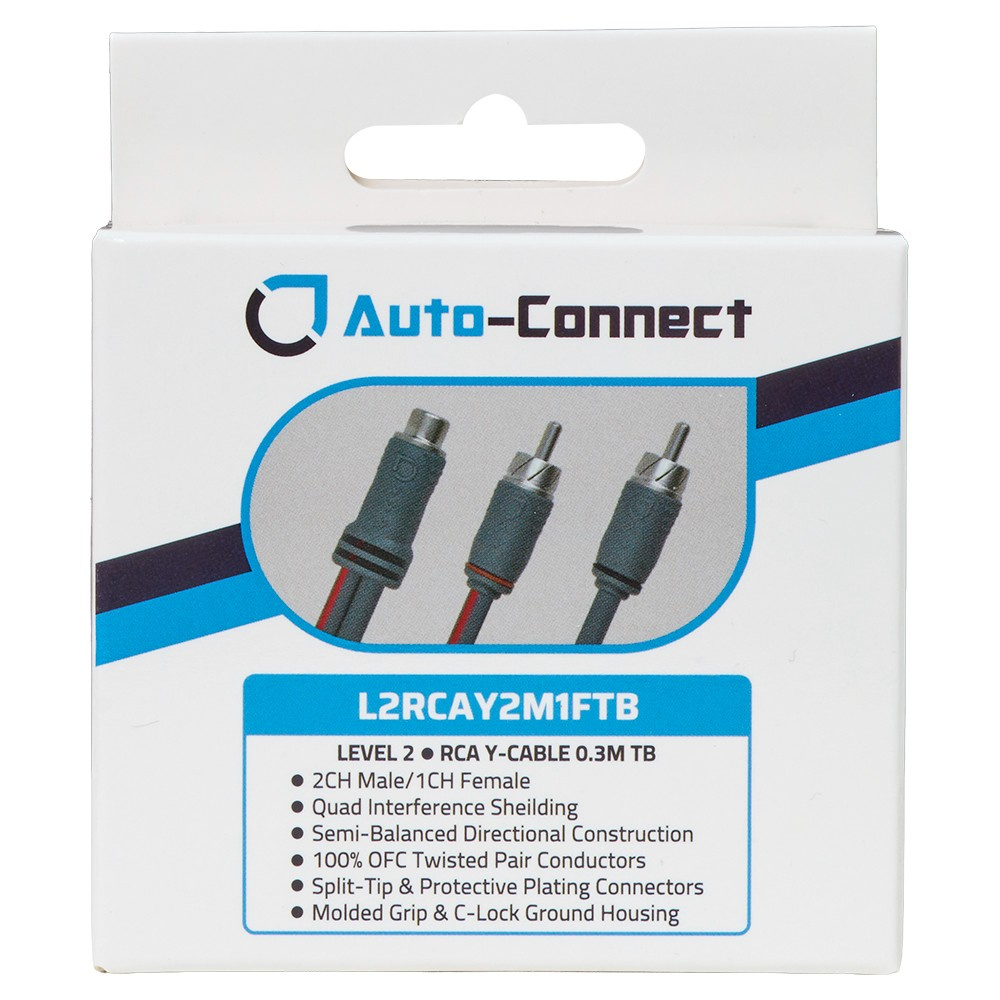 Auto-Connect snoet Y-splitter til lavniveau, 1 hun til 2 han, 0.3 meter, Level 2