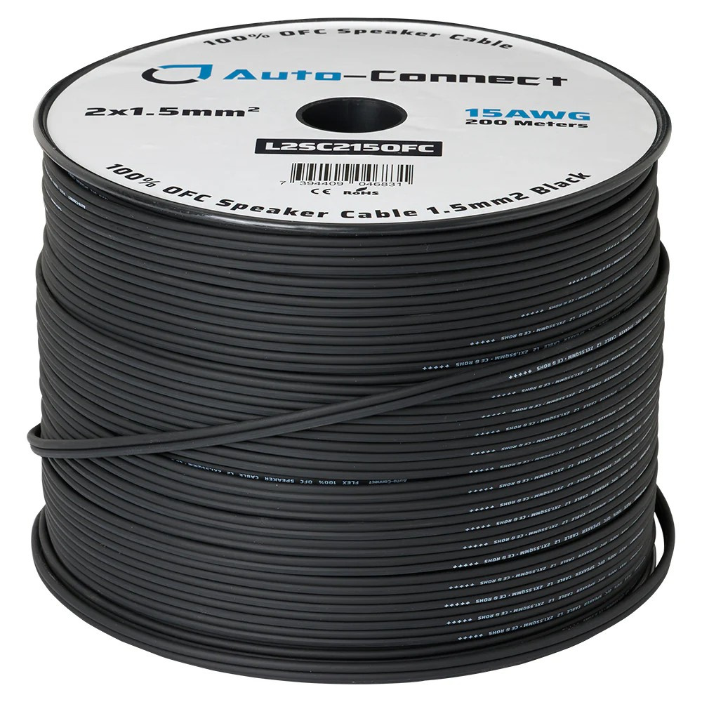 Auto-Connect OFC-højttalerkabel 2x1.5 mm², løbende meter
