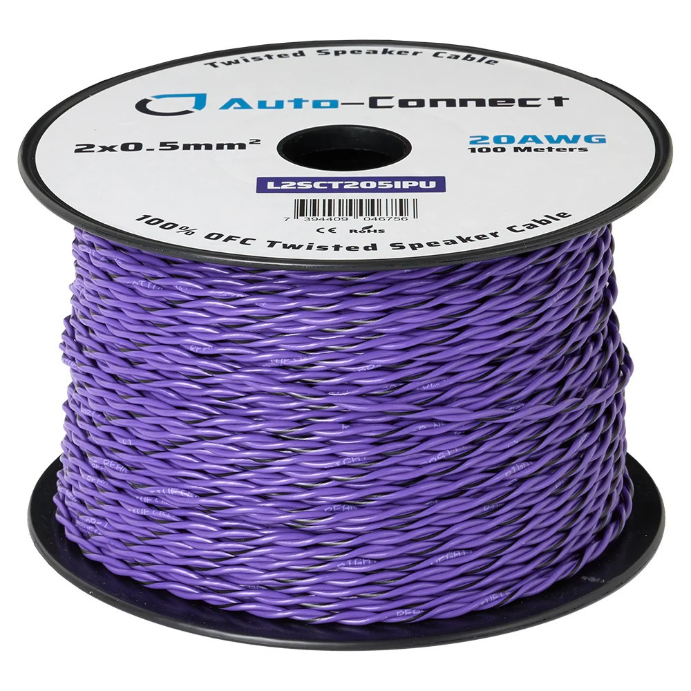 Auto-Connect snoet OFC-højttalerkabel 2x0.5 mm², lilla løbende meter