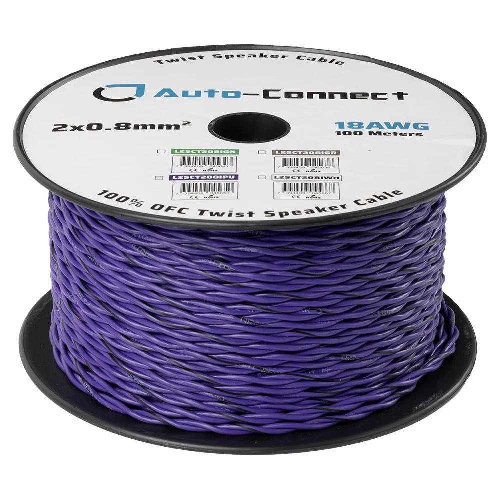 Auto-Connect snoet højttalerkabel 2x0.8mm² lilla, pris per meter