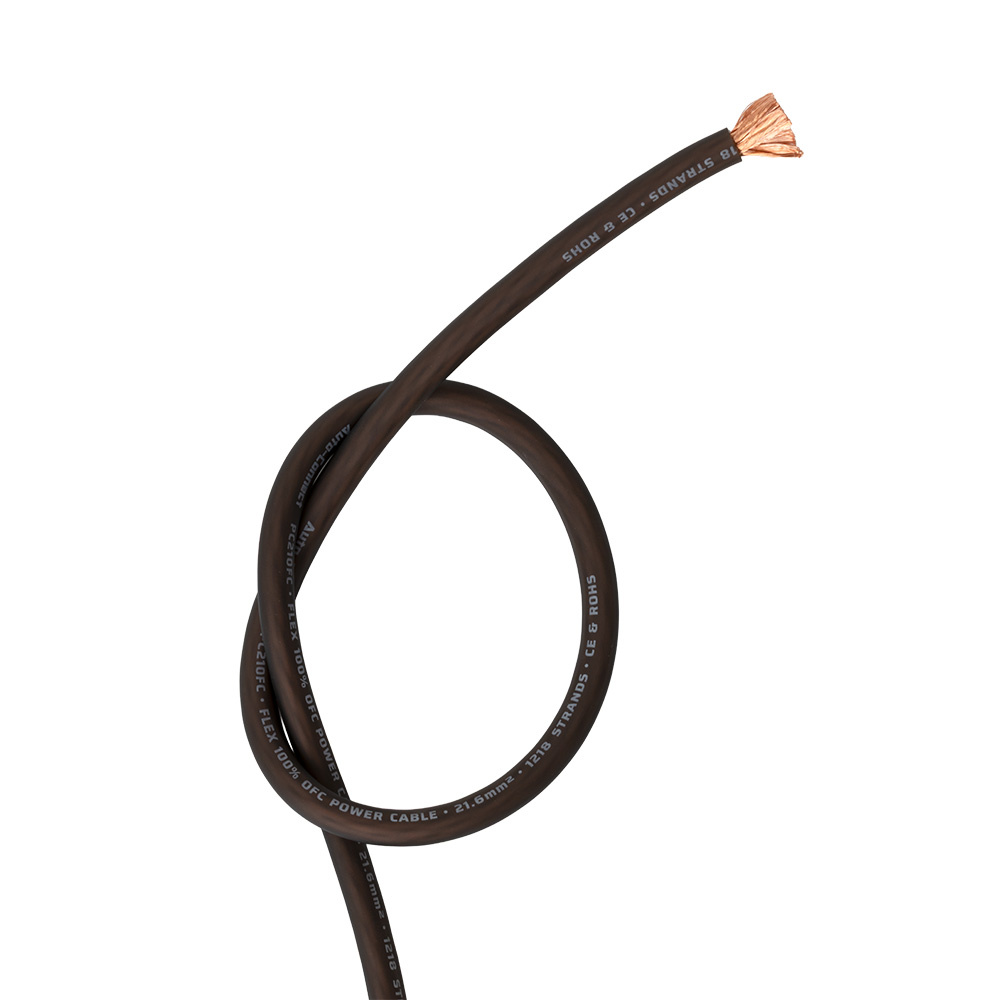 Auto-Connect sort strømkabel OFC 21.6mm², metervare