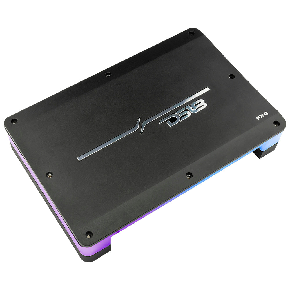 DS18 FX4, 4-kanalsforstærker med LED og flere installationsmuligheder