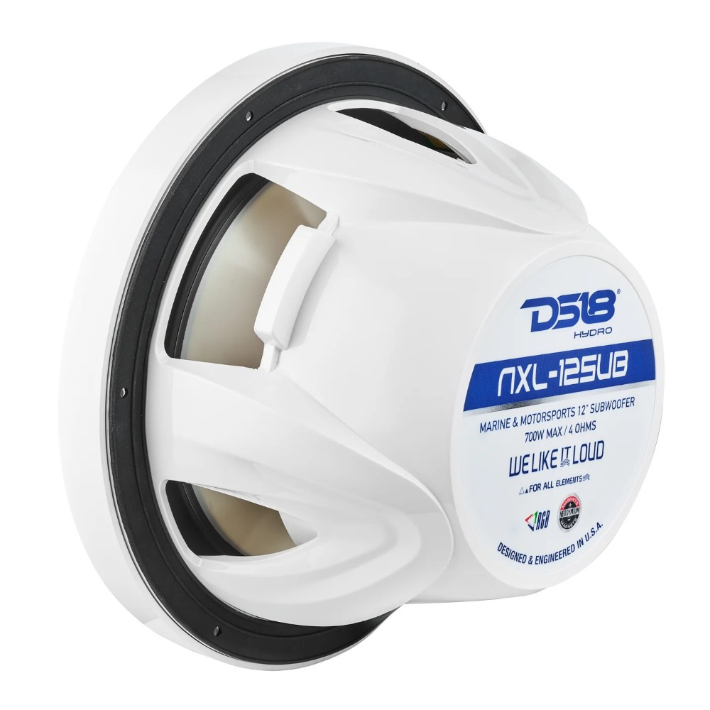 DS18 NXL-12SUB/WH, hvid 12 tommers marinebas med LED, par