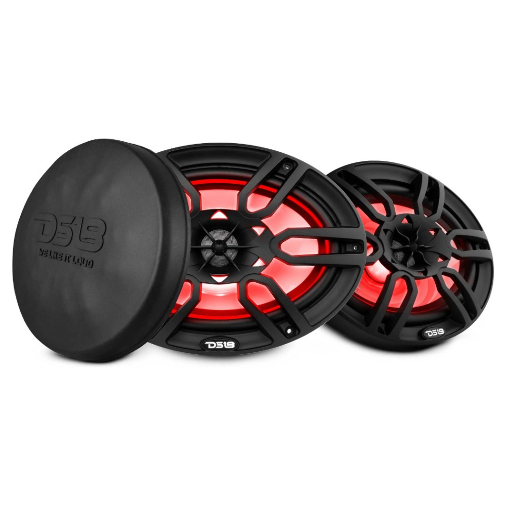 DS18 NXL-69/BK, sorte 6x9-tommer marinehøjttalere med LED, par