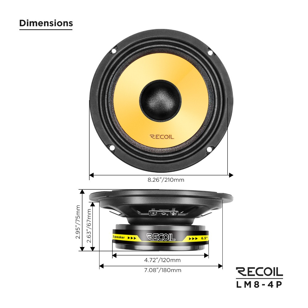 Recoil LM8-4P, slank 8-tommers midbas/mellemtone, par