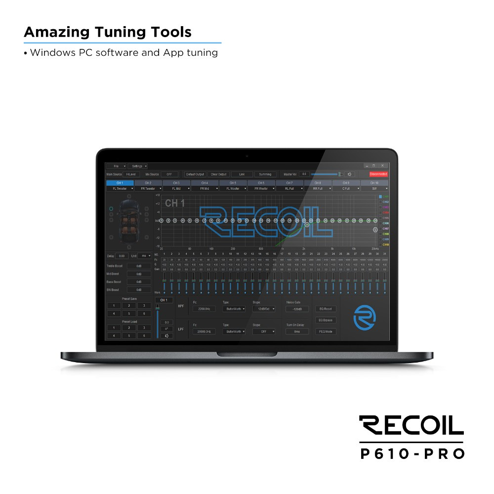 Recoil P610-PRO, DSP-forstærker med 10 kanaler