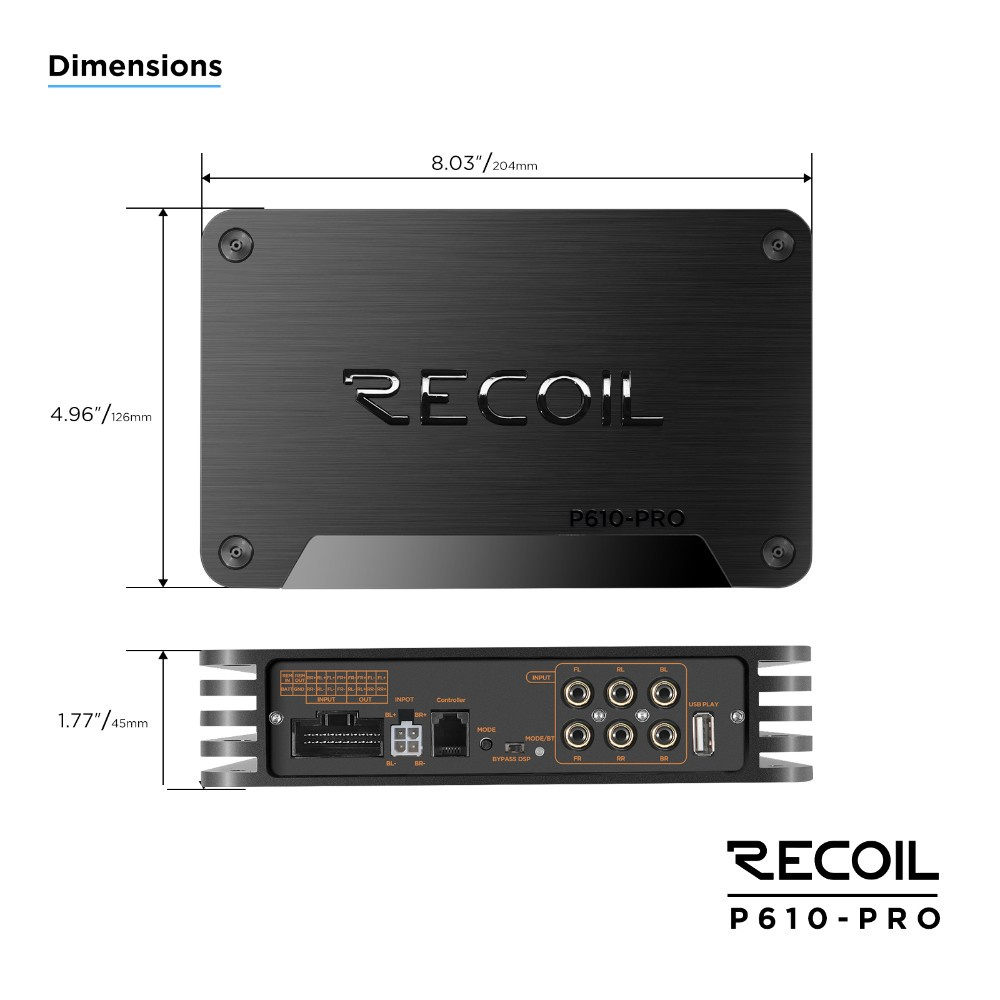 Recoil P610-PRO, DSP-forstærker med 10 kanaler
