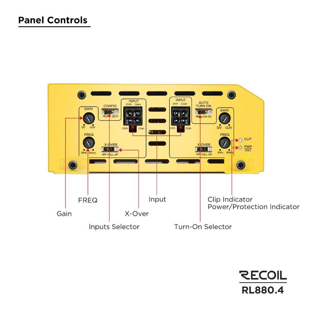 Recoil RL880.4, firekanals forstærker
