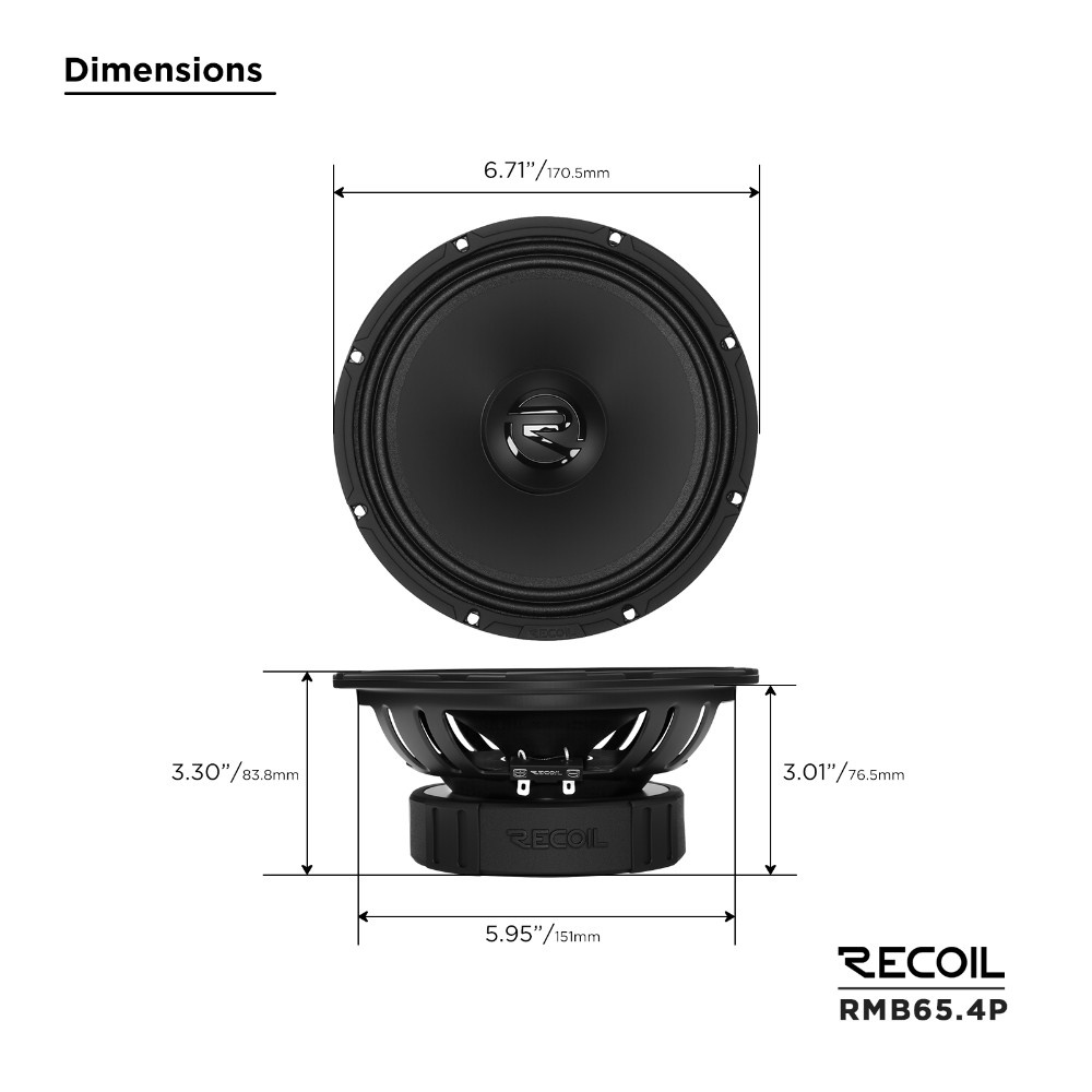 Recoil RMB65-4P, 6,5-tommers midbas/mellemtone, par