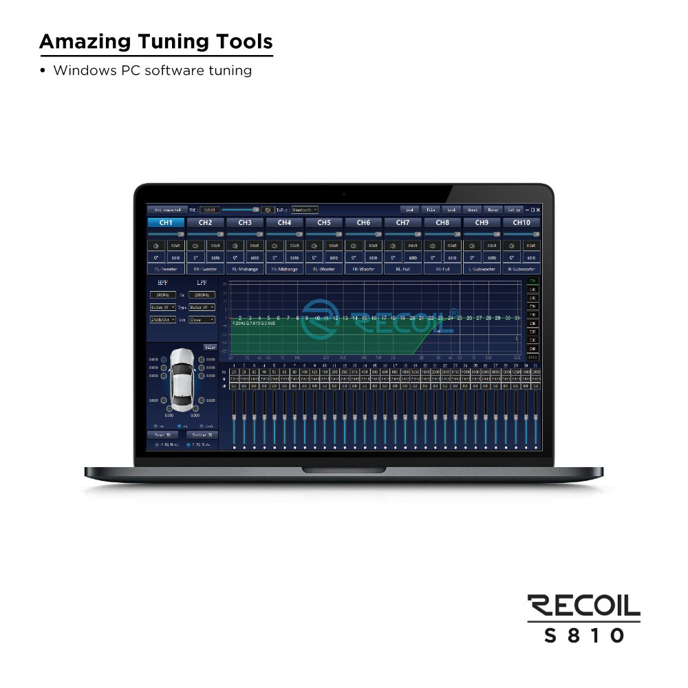 Recoil S810, DSP-forstærker med 10 kanaler