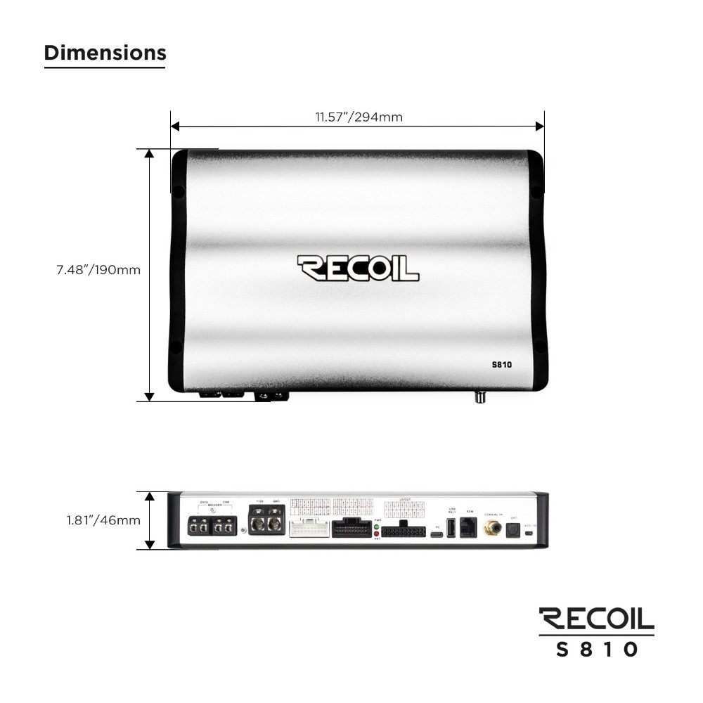 Recoil S810, DSP-forstærker med 10 kanaler