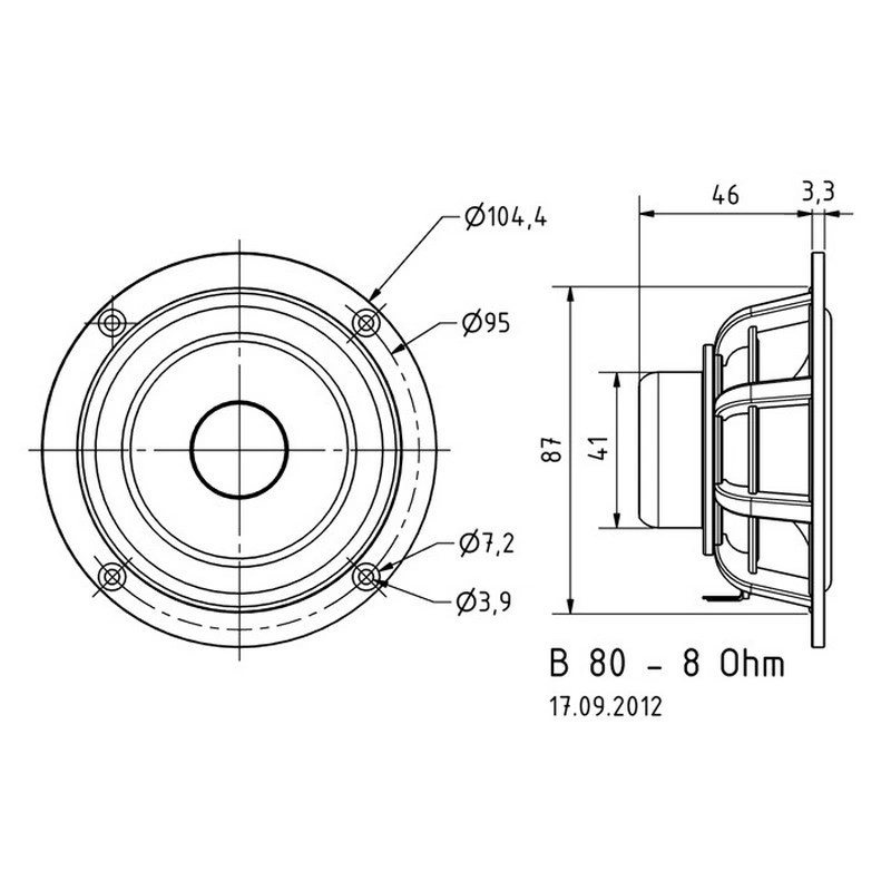 Visaton B 80, 3,3-tommers fuldtoneenhed 8 Ohm
