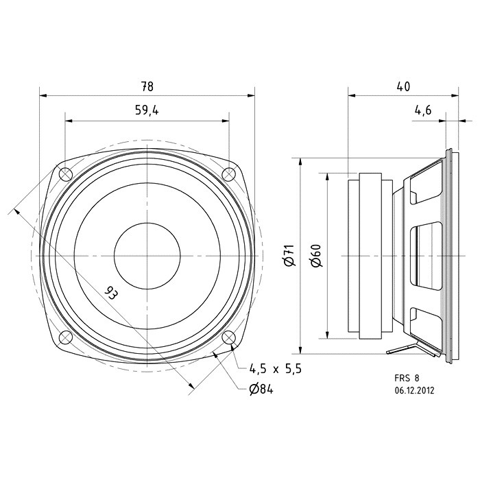 Visaton FRS 8, 3,3-tommers højttalerenhed, 8 Ohm