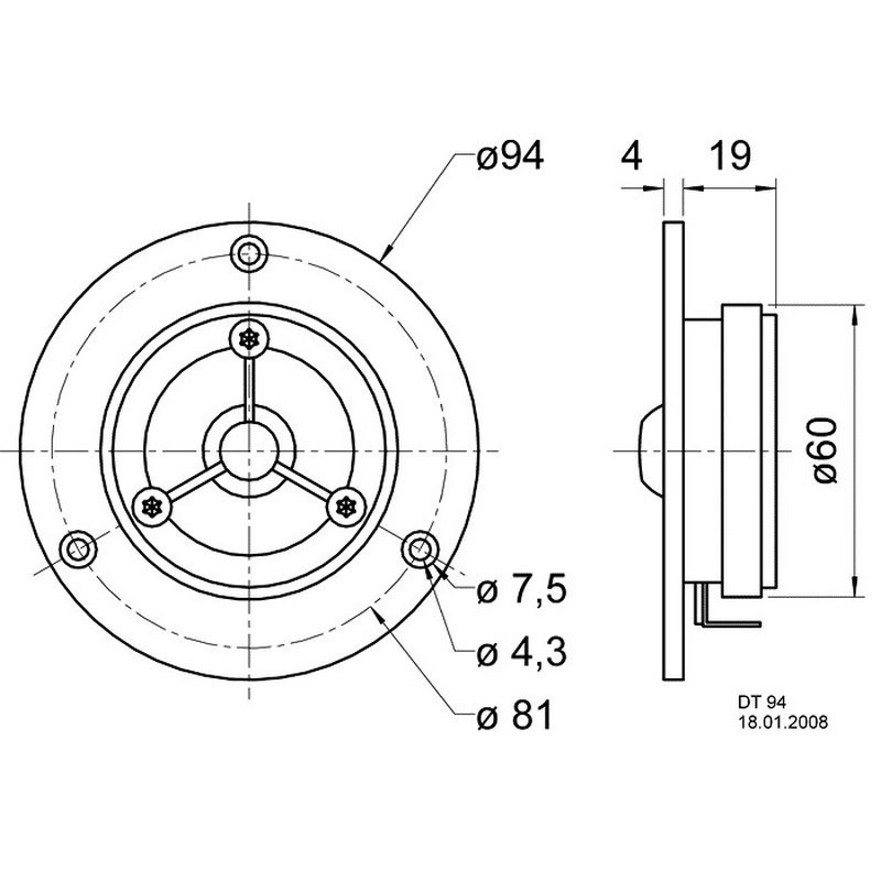 Visaton DT 94, diskanthøjttaler 4 Ohm