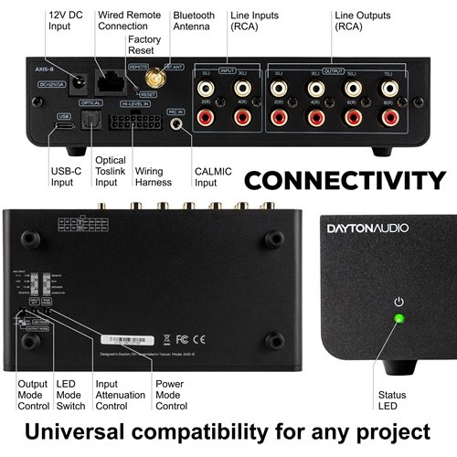 Dayton Audio Axis-8, 8-kanals DSP-/lydprocessor til bil & hjem