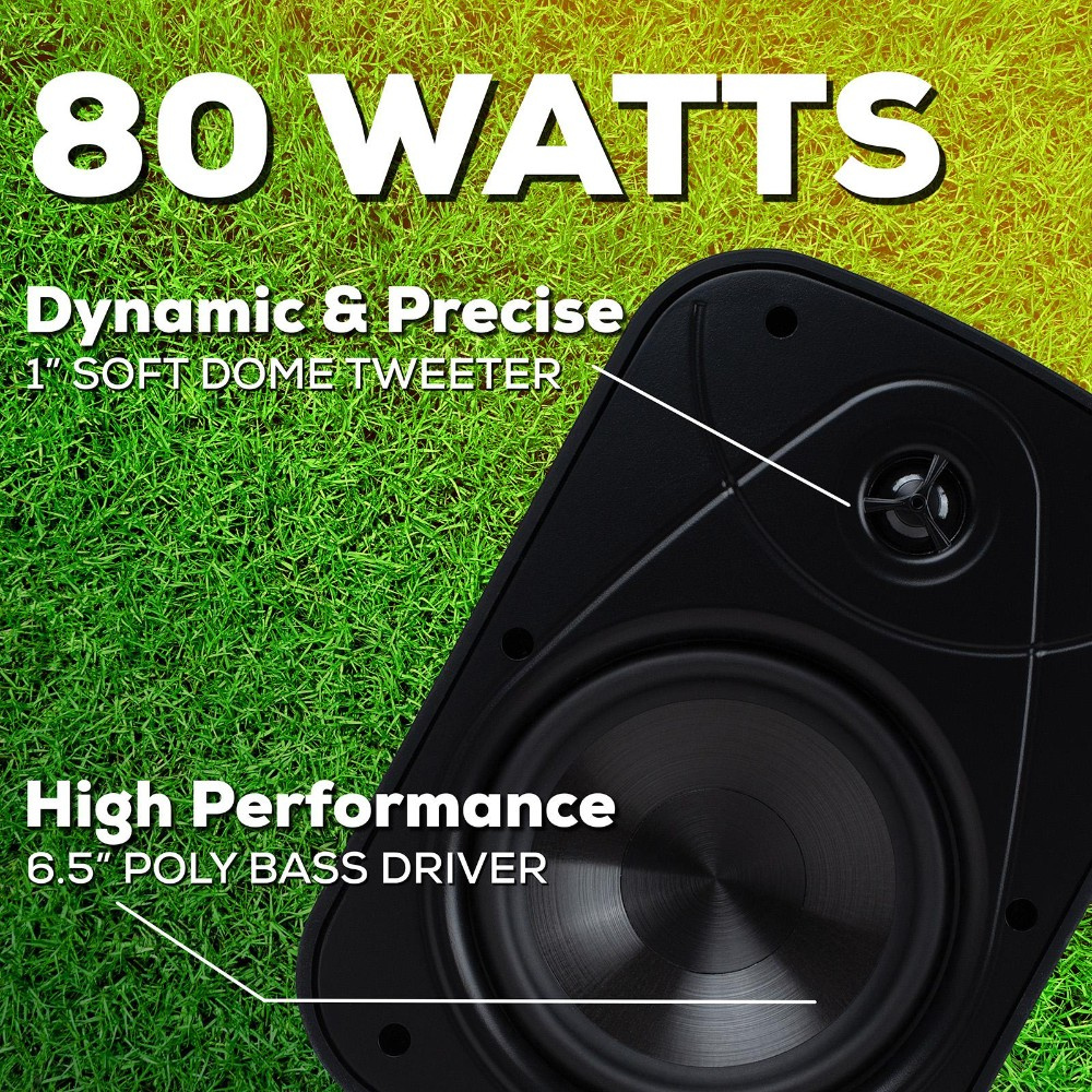 Dayton Audio IO65XP, aktive 6,5-tommers udendørshøjttalere, sort par