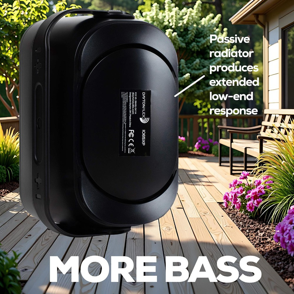 Dayton Audio IO65XP, aktive 6,5-tommers udendørshøjttalere, sort par