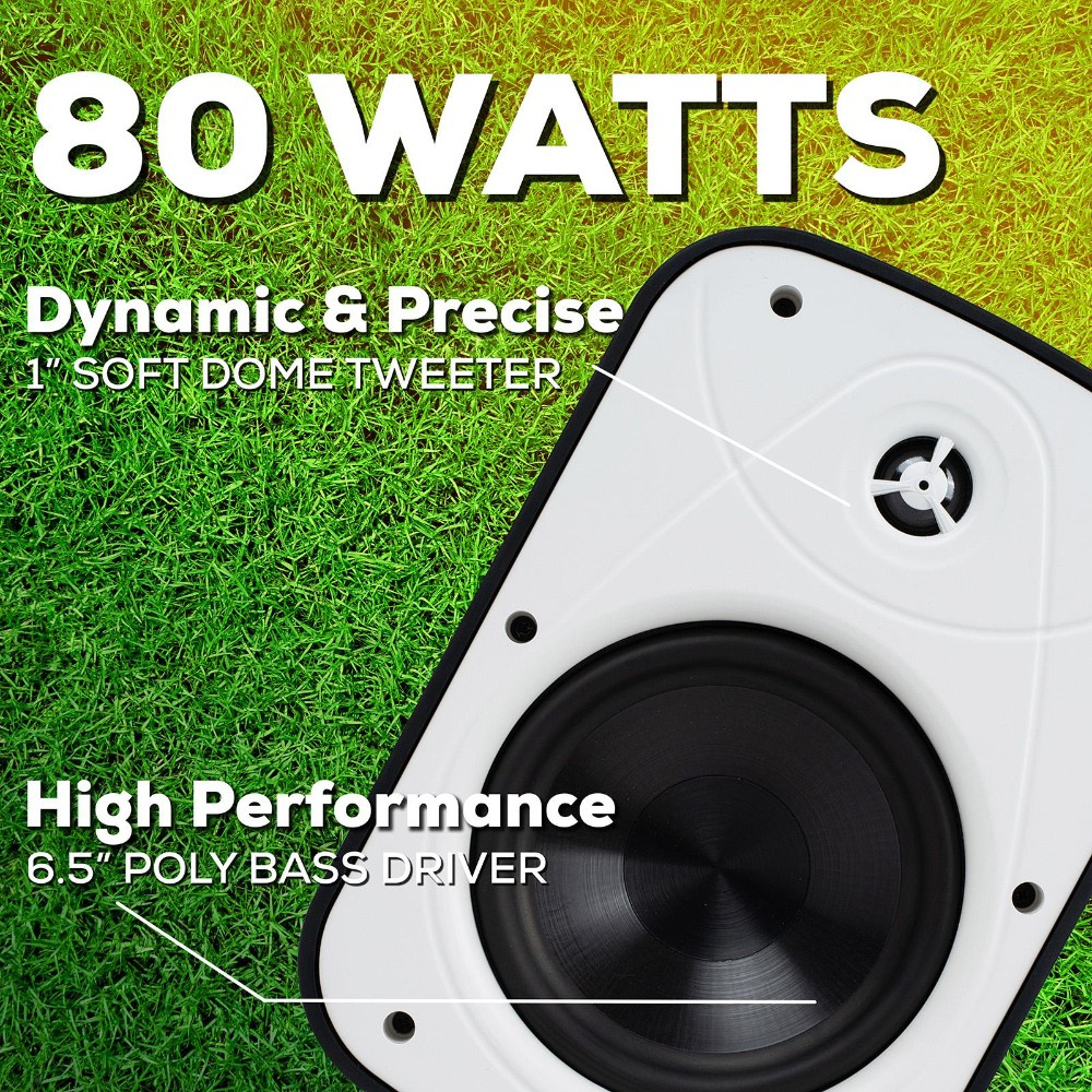 Dayton Audio IO65XP, aktive 6,5-tommers udendørshøjttalere, hvidt par