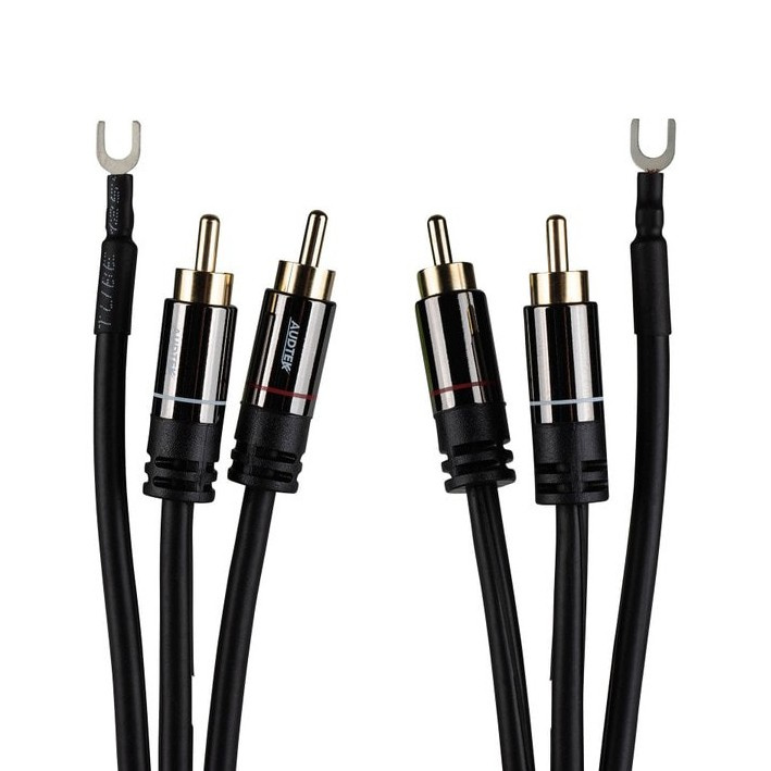 Audtek DMCG6, pladespillerkabel med jordleder 1,8 meter