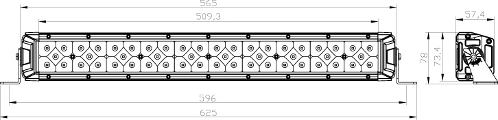 NIZLED B200C2, 20 tommer / 56,5 cm LED-rampe, 200W