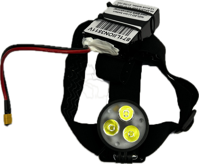 Pannbands-kit 1x30w varmvit med depåknapp på lampan LED li-ion 3,5 Ah