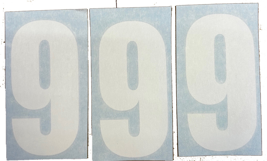 Nizled siffer dekal vit 9 10x5cm