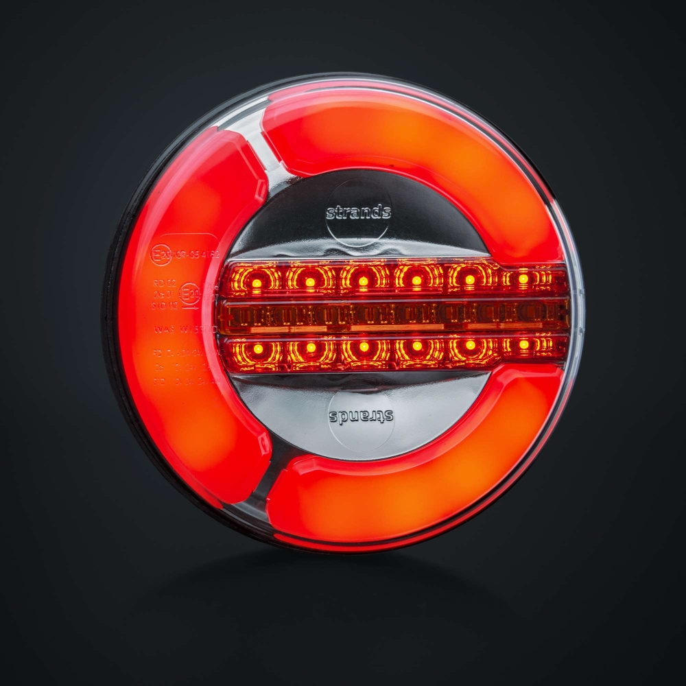 Strands Baglys LED 3 Kamre 12-24V, 142 mm Diameter. Bag/ Bremse/ Blinklys