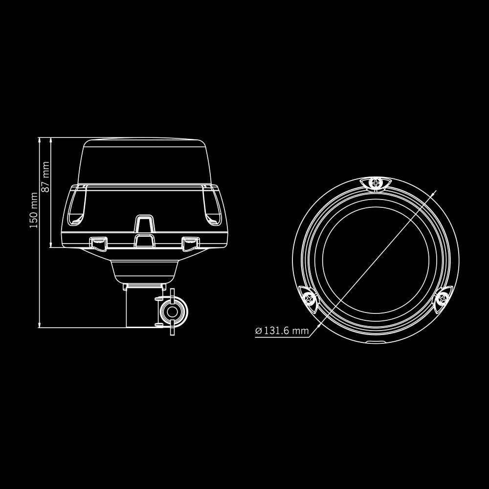 Strands Freedom Lighthouse Roterende Varningslys 130Mm Stangmontering
