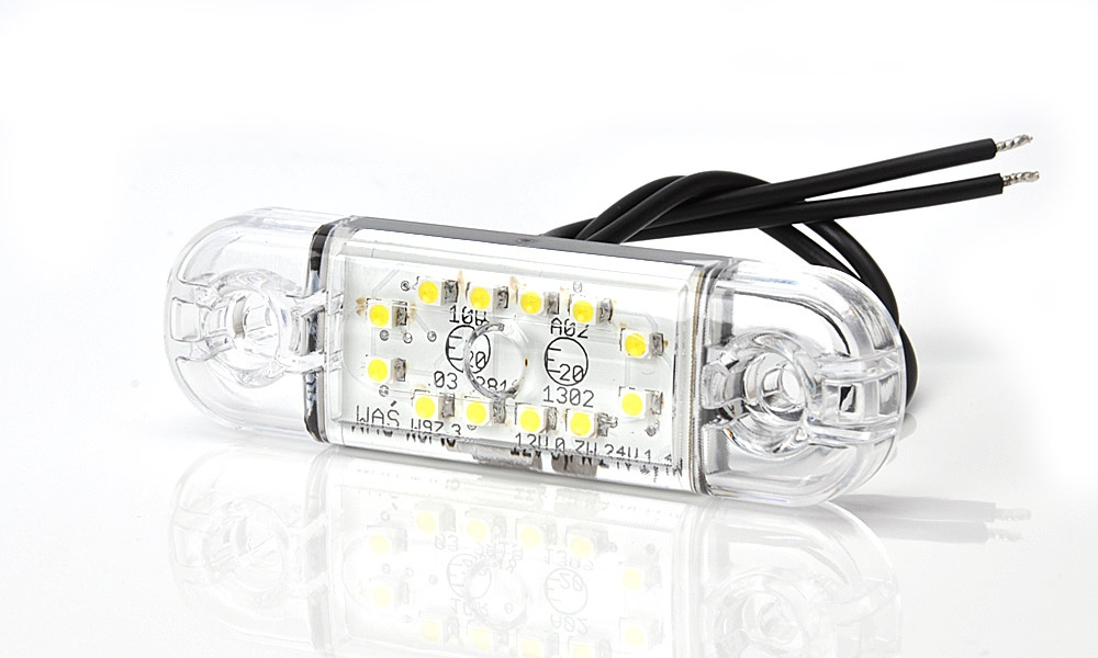 Strands Positionslys Hvid Slim 12 LED, 9-36V IP68. E-mærket.