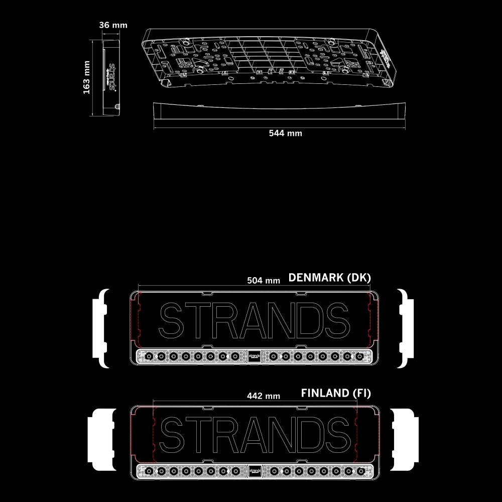 Strands NUUK E-Line Duo Nummerpladeskilt DK LEDramp
