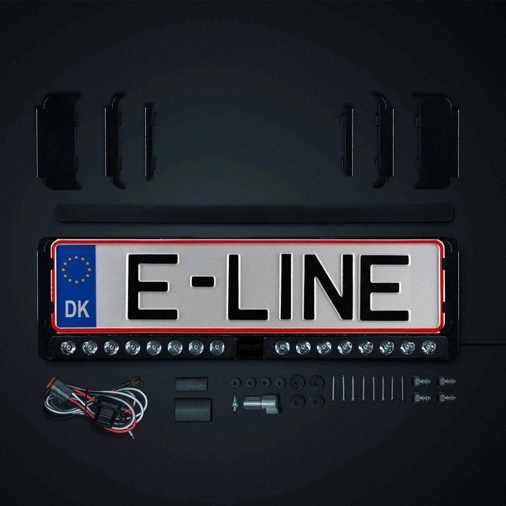 Strands Nuuk E-Line Duo DK/FI/AT, LED-lysbjælke med nummerpladeholder, sort