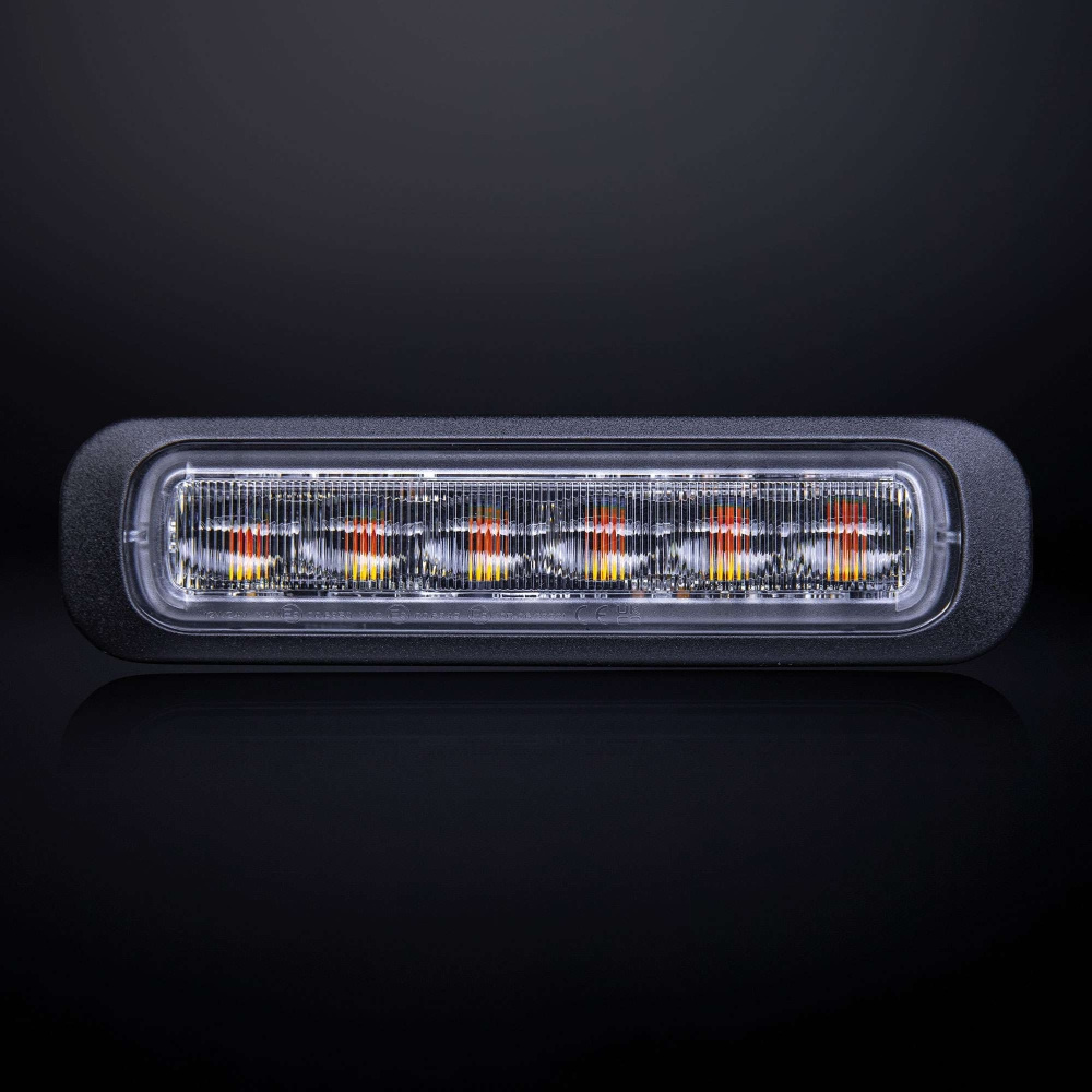 Strands Dark Knight Riktat Blixtlys Orange 6 LED Klar Linse