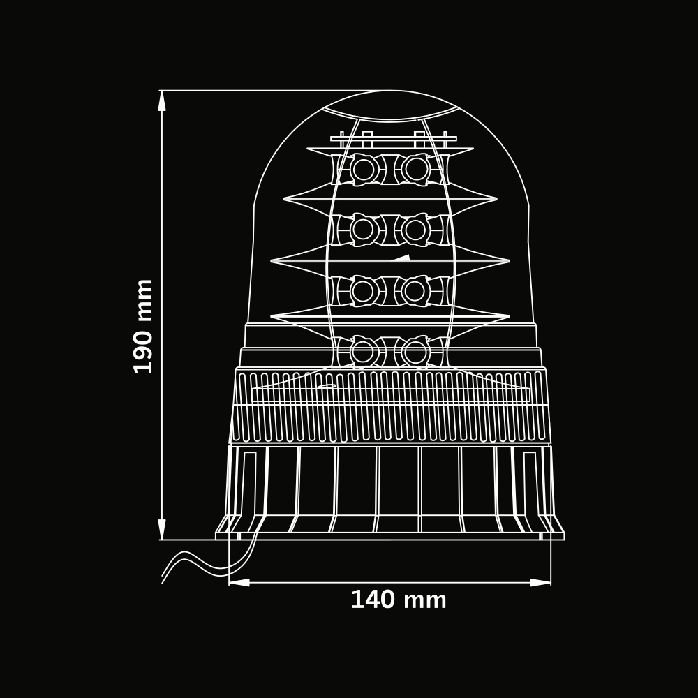Strands Big Energy XL Roterende Advarselslys Klar Linse