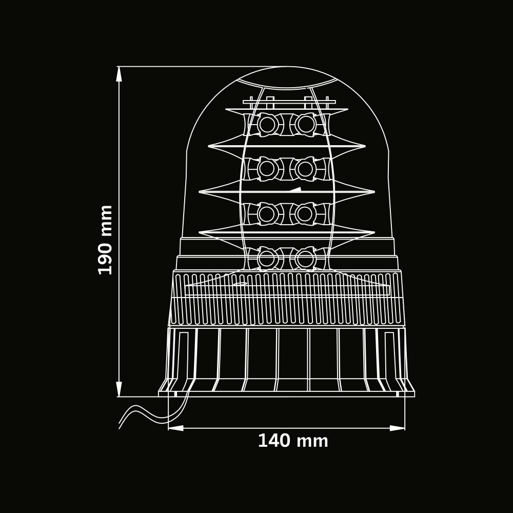 Strands Big Energy XL Roterende Advarselslys Orange Linse