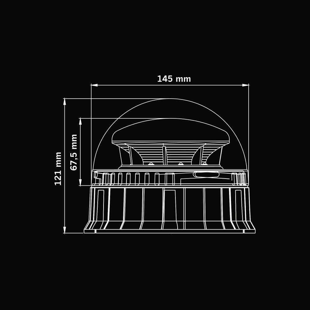 Strands Big Energy Roterende Advarselslys Orange Linse Planmontering