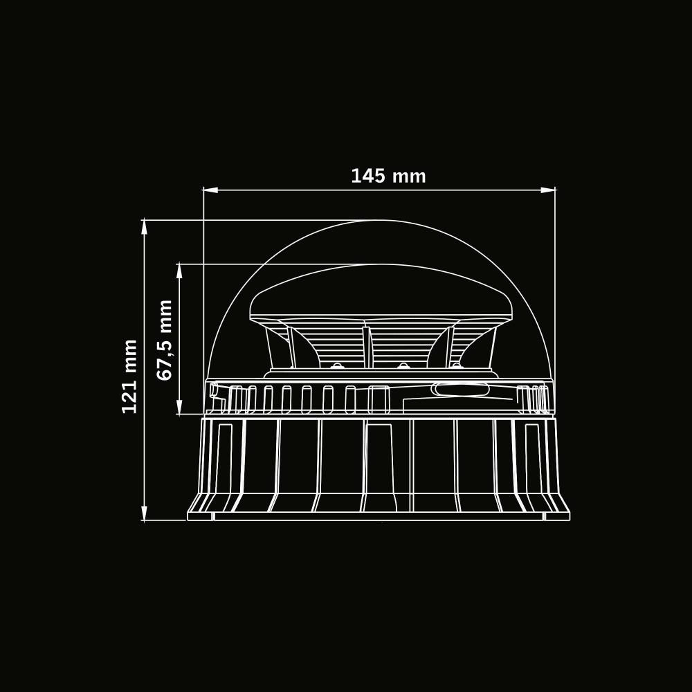 Strands Big Energy Roterende Advarselslys Orange Linse Planmontering