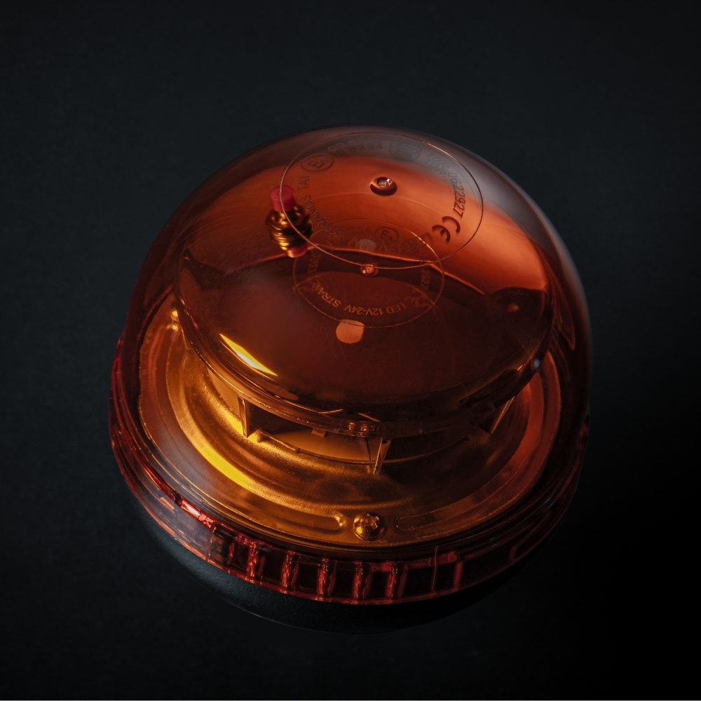 Strands Big Energy Roterende Advarselslys Orange Linse Stangmontering